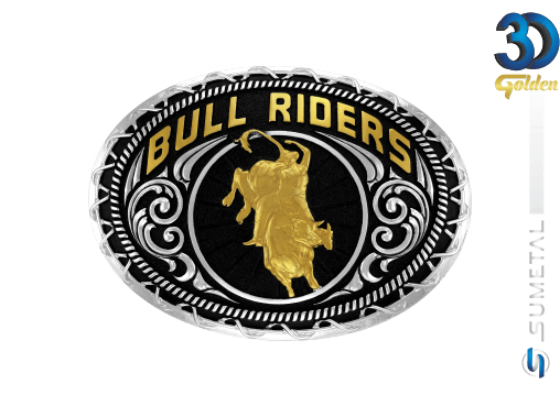 12285FJ PD - Fivela Country Touro Bull Riders
