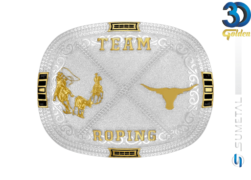 12865F PD Fivela Country Team Roping Stars Buckles