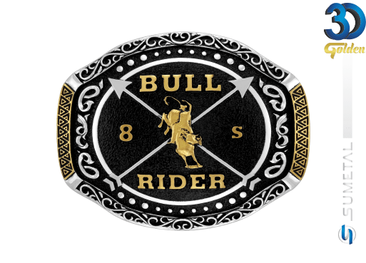 12866FJ PD Fivela Country Touro Bull Rider Stars Buckles