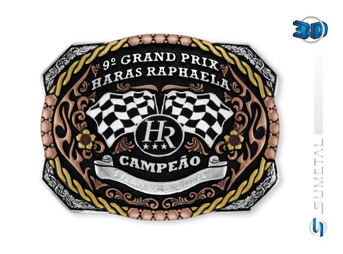 9816FJ - Fivela Personalizada Country Grand Prix Haras Raphaela