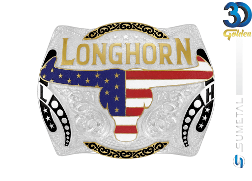 12841F PD Fivela Country Longhorn Stars Buckles