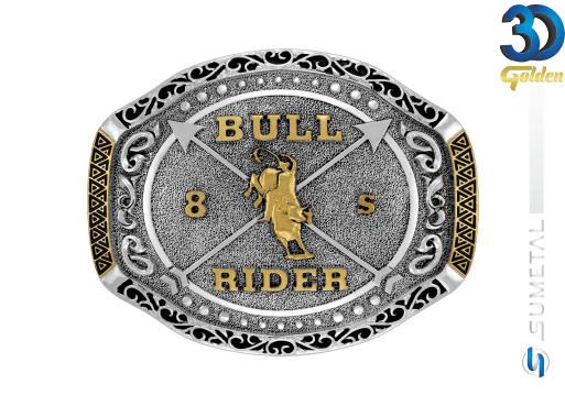 12866FE PD Fivela Country Touro Bull Rider Stars Buckles
